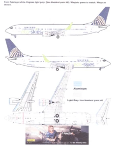 1/144 Scale Decal United 737-900ER ECO-SKIES