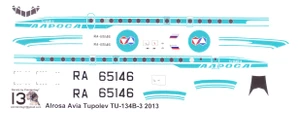 1/144 Scale Decal Alrosa Avia TU-134 2013