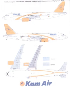 1/144 Scale Decal Kam Air A-320 2013
