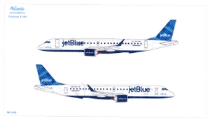 1/144 Scale Decal JetBlue EMB-190 Blue Sweet Blue