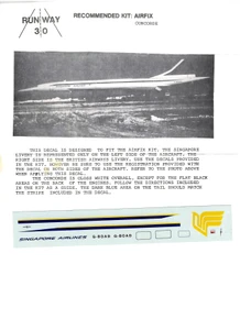1/144 Scale Decal Singapore Airlines Concorde