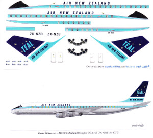 1/144 Scale Decal Air New Zealand DC-8 TEAL