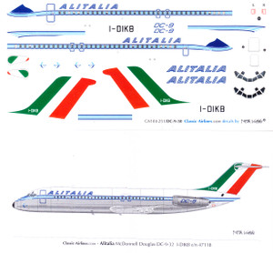 1/144 Scale Decal Alitalia DC9-30 Delivery