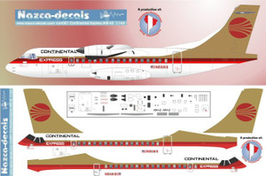 1/144 Scale Decal Continental Express ATR-42 Red/Gold