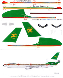 1/144 Scale Decal Zambia Airways DC10-30