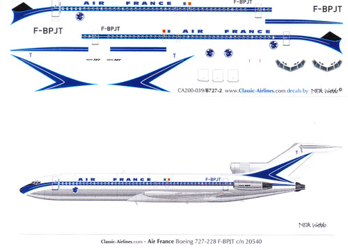 1/200 Scale Decal Air France 727-200 Delivery