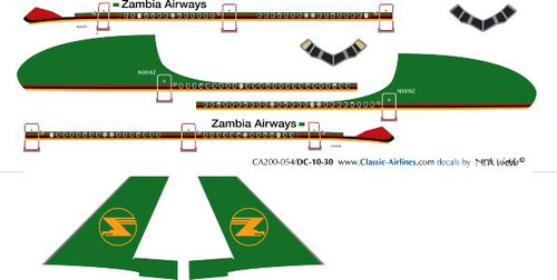 1/200 Scale Decal Zambia Airways DC10-30