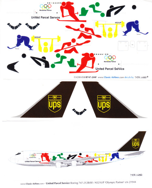 1/200 Scale Decal UPS 747-200F Olympics