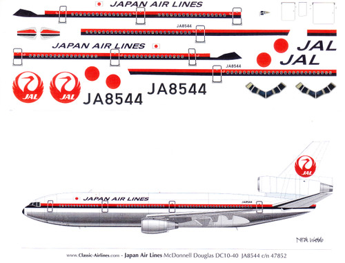 1/200 Scale Decal Japan Air Lines DC-10 Delivery