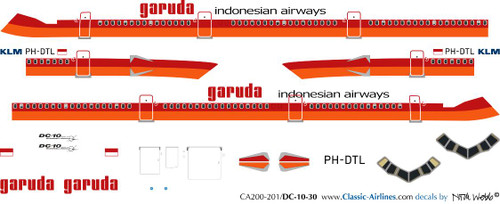 1/200 Scale Decal Garuda DC10-30