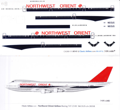 1/200 Scale Decal Northwest Orient 747-200