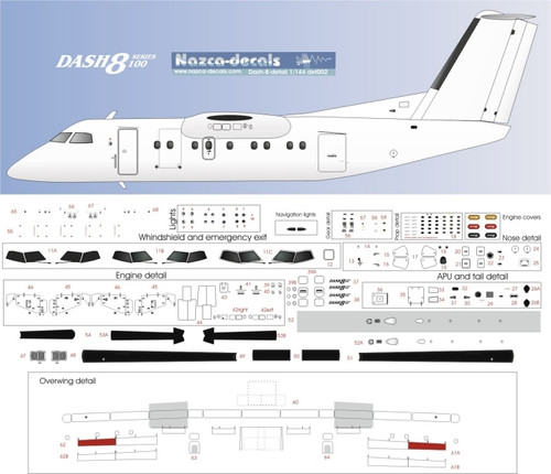 1/144 Scale Decal Detail Sheet Dash-8-100 thru 300