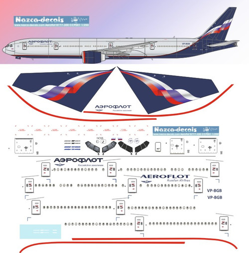 1/200 Scale Decal Aeroflot 777-300