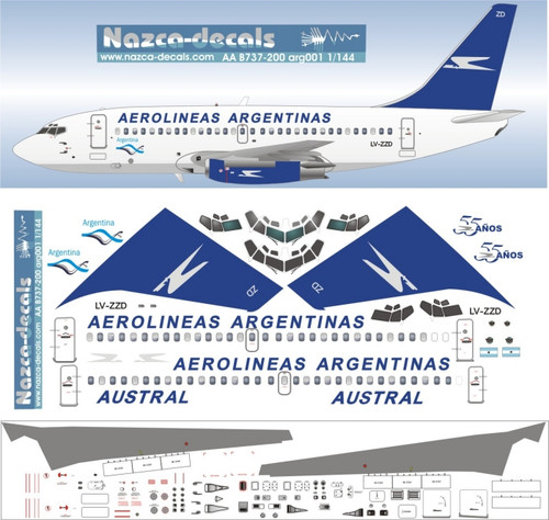 1/144 Scale Decal Aerolineas Argentinas 737-200