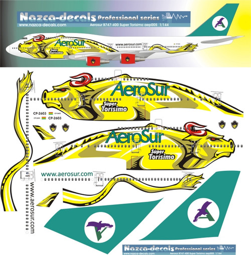 1/144 Scale Decal AeroSur 747-400 Super Torisimo