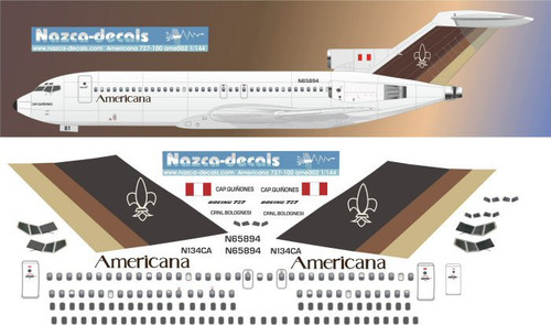 1/144 Scale Decal Americana 727-100