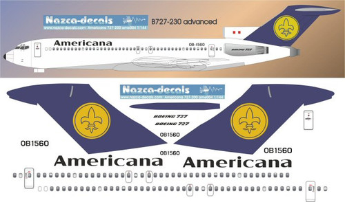 1/144 Scale Decal Americana 727-200