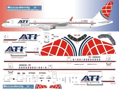 1/144 Scale Decal ATI - Air Transport International 757F