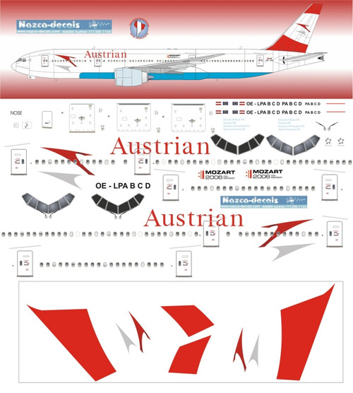 1/144 Scale Decal Austrian Airlines 777-200