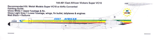 1/144 Scale Decal East African Airways Vickers Super VC10