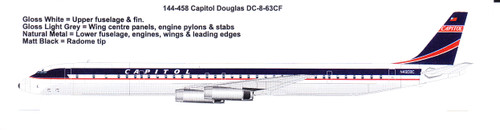1/144 Scale Decal Capitol Douglas DC-8-63