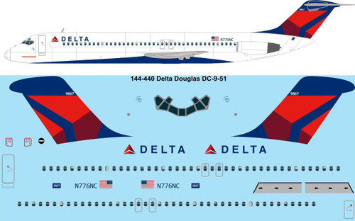 1/144 Scale Decal Delta DC9-51 laser decal