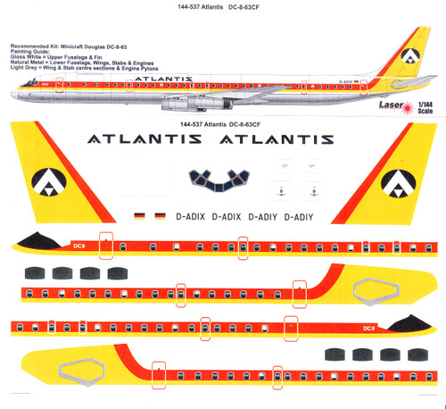 1/144 Scale Decal Atlantis Douglas DC-8-63