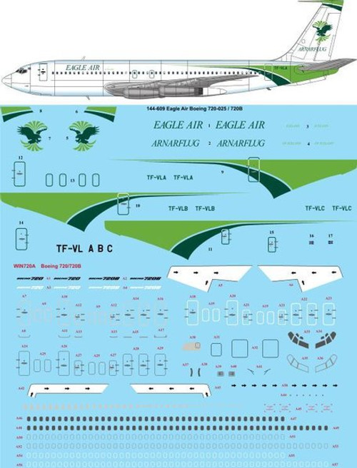 1/144 Scale Decal Eagle Air of Iceland Boeing 720-025/720B