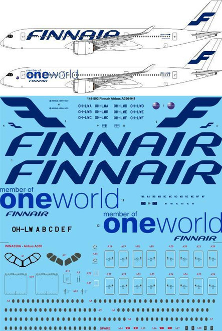 1/144 Scale Decal Finnair Airbus A350-941