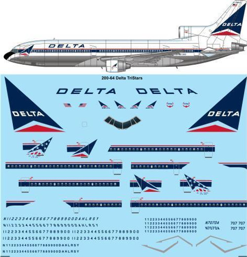 1/200 Scale Decal Delta L-1011 TriStars