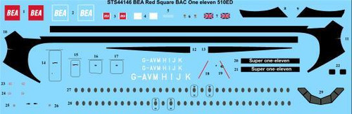1/144 Scale Decal BEA Red Square BAC 1-11-510ED