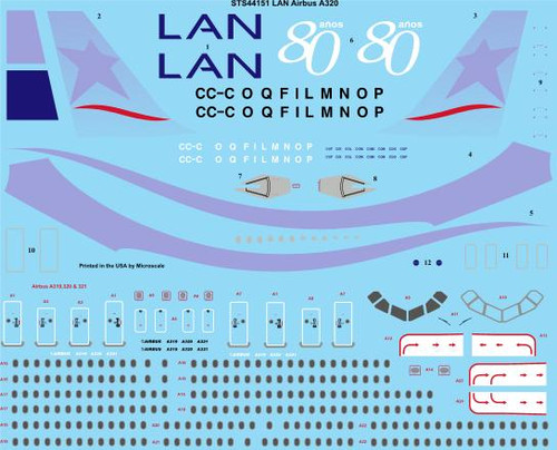 1/144 Scale Decal LAN Airbus A320