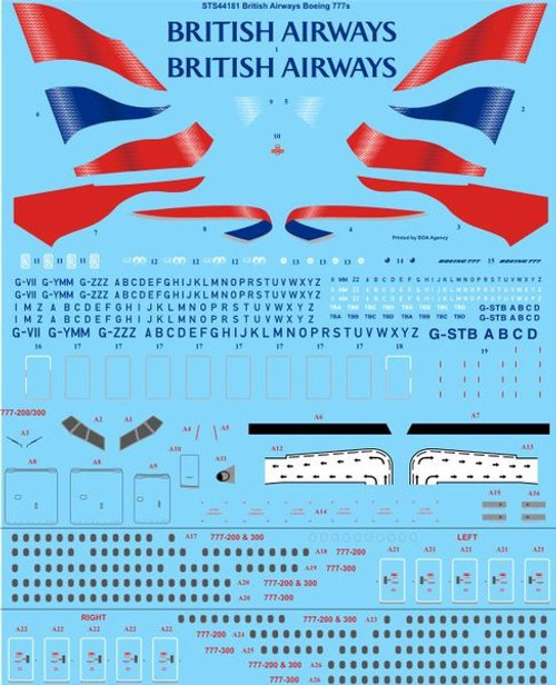 1/144 Scale Decal British Airways Boeing 777-200 & 300