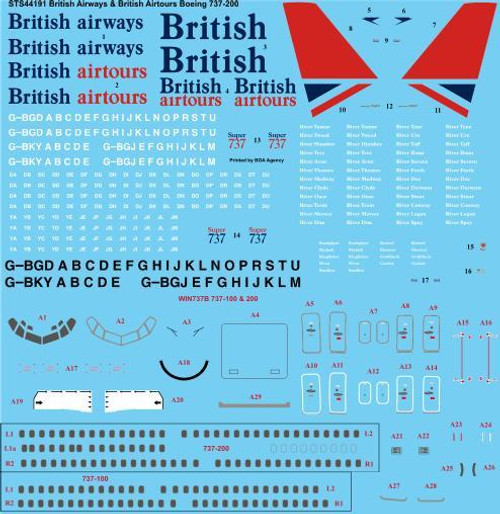 1/144 Scale Decal British Airways & British Airtours Boeing 737-236