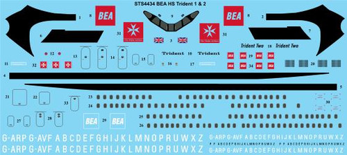 1/144 Scale Decal BEA Red Square HS Trident 1 & 2