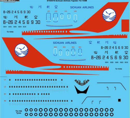 1/144 Scale Decal Sichuan Airlines Tupolev TU-154M