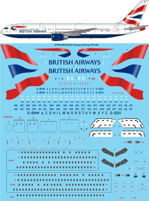 1/144 Scale Decal British Airways Boeing 767-336ER