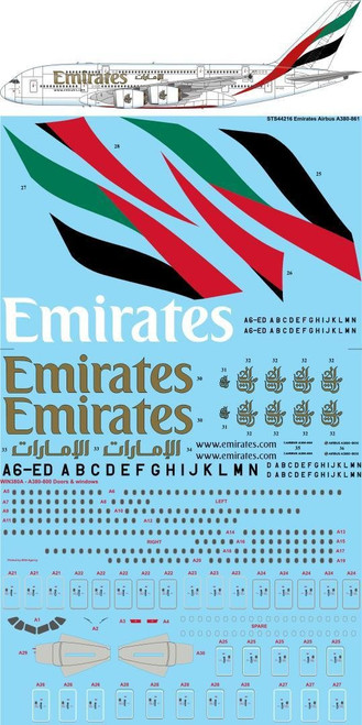 1/144 Scale Decal Emirates Airbus A380-861