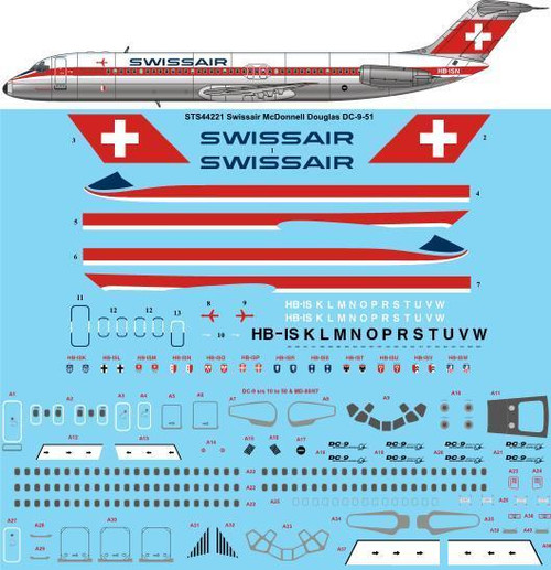 1/144 Scale Decal Swissair Delivery McDonnell Douglas DC-9-51