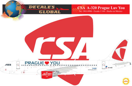 1/144 Scale Decal CSA A-320 Prague Luv You