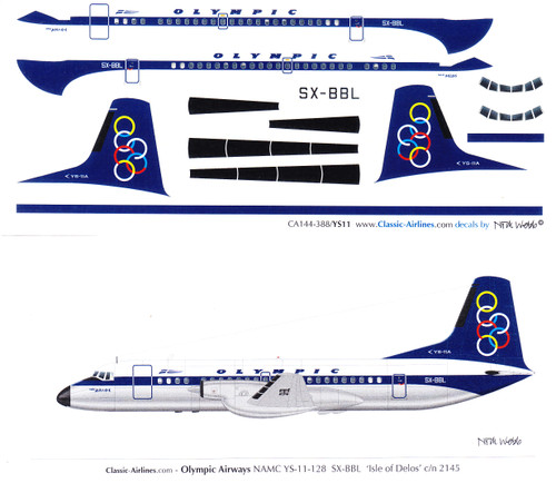 1/144 Scale Decal Olympic Airways YS-11
