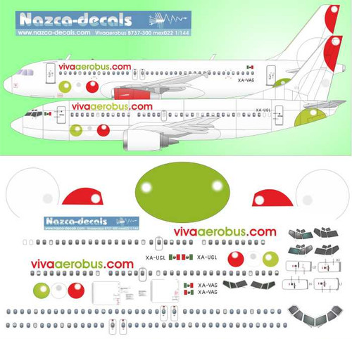 1/144 Scale Decal Vivaaerobus 737-300 / A-320