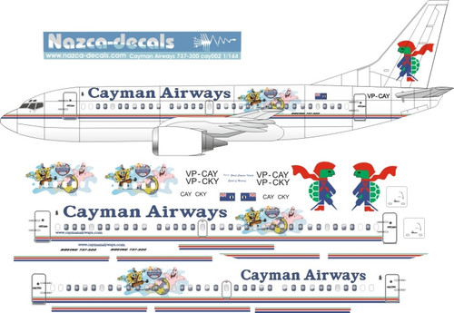 1/144 Scale Decal Cayman Airways 737-300