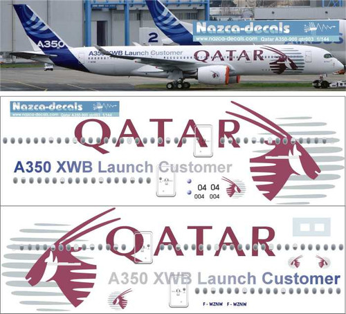 1/144 Scale Decal Qatar A350-900 Lauch Customer