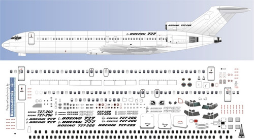 1/144 Scale Decal Detail Sheet 727-200