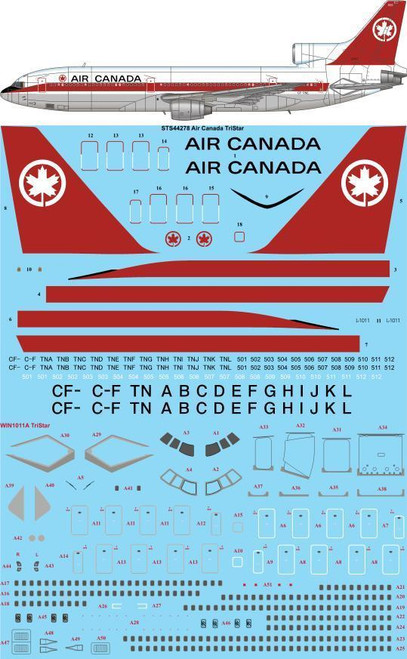 1/144 Scale Decal Air Canada Delivery Lockheed L1011 TriStar