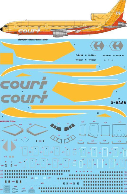 1/144 Scale Decal Court Line "Yellow Lockheed L1011 TriStar