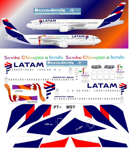 1/144 Scale Decal Latam 767-300