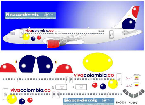 1/144 Scale Decal Viva Columbia A-320