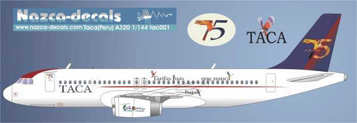 1/144 Scale Decal TACA A-320 75th Anniversary